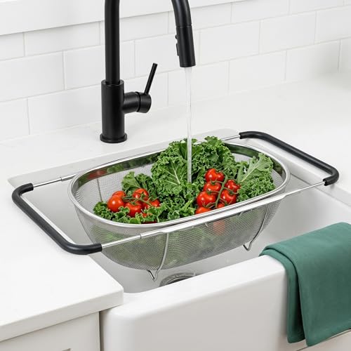 2 Pack Over the Sink Oval Colander for Kitchen