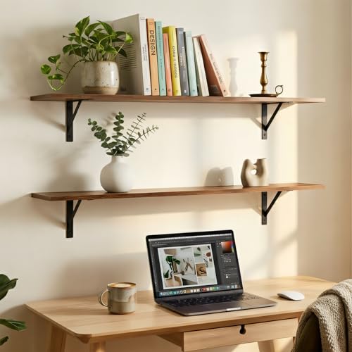 Long Wall Shelves (Rustic Brown / 55.1 Inch)