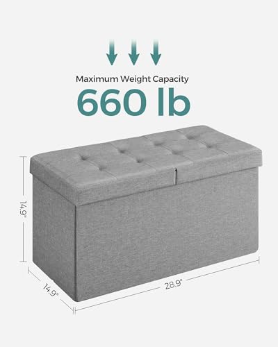 30 Inches Storage Ottoman (Light Gray / 15"D x 30"W x 15"H (with Flipping Lid))