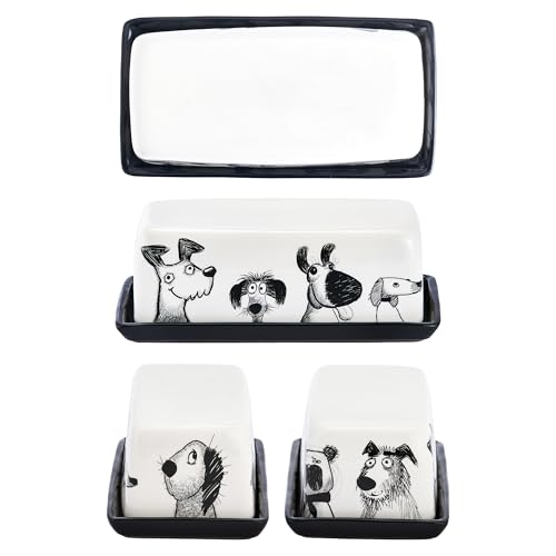 Doodle Pawtrait Ceramic Butter Dish with Lid (Doodle Pawtrait / Large)