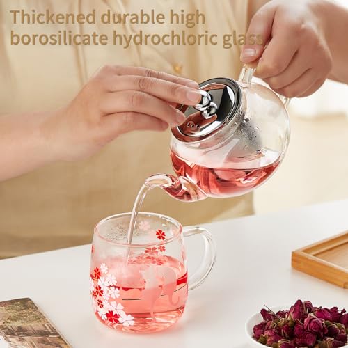 Small Glass Teapot with Infuser (Transparent / 18OZ)