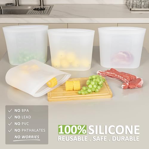 Reusable Storage Bags Extra Large (Translucent | 0.8 Gallon | 4 Pack)