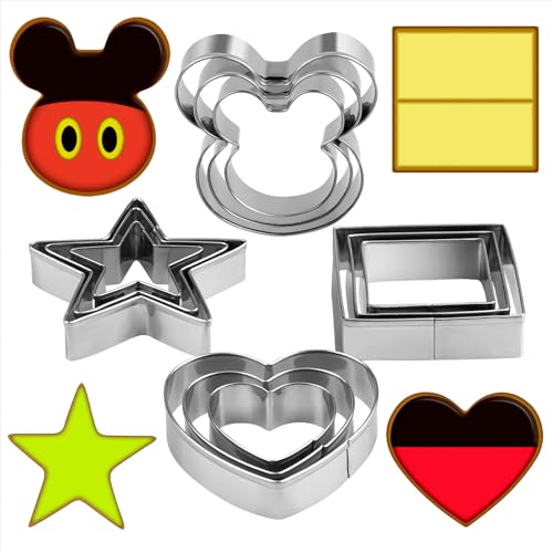 Metal Cookie Cutters Set (12 Heart Square Star)