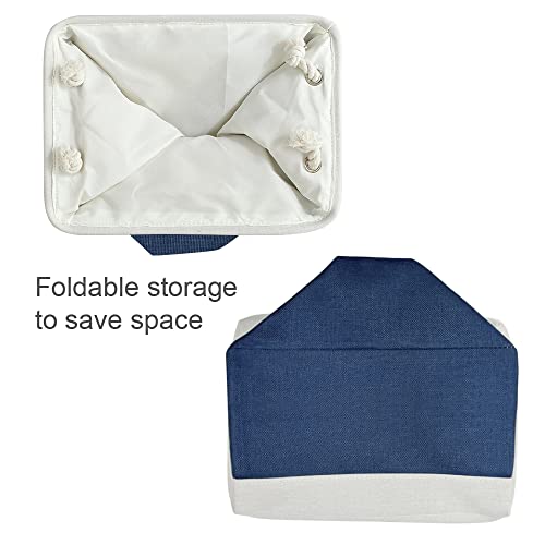 Organization and Storage Basket for Gifts Empty (White & Jean Blue / Large Cube-2 Pack)