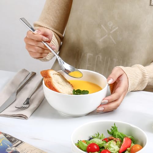 Ceramic Cereal Bowls set of 6 (White / 24 Oz)
