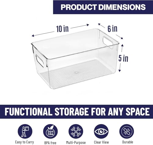 Clear Plastic Storage Bins (10 X 6 X 5.1)
