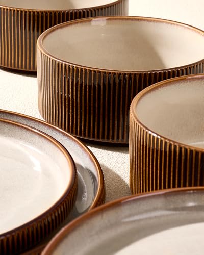Dinnerware Set for 4 (Cream Brown)