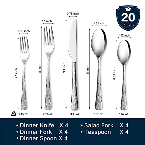 20 Pcs Silverware Set 18 (20-Piece / Silver)