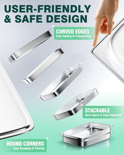 Stainless Steel Steam Table Hotel Pan Set 1 (2.5" Deep / 1/1 Size Thickened)