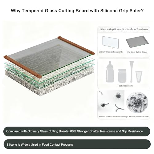 Glass Cutting Boards for Kitchen (Coffee-colored)