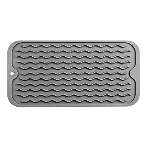 Silicone Dish Drying Mat for Multiple Usage (Gray / 12"L x 6"W)