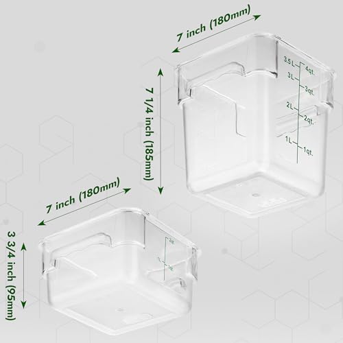 4 Pack Food Storage Containers with Green Lids (2 qt & 4 qt (2-Pack each))