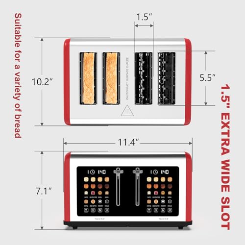 4 Slice Toaster Touch Screen (Red)