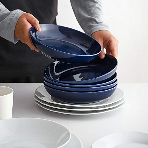 Pasta Bowls 30oz Soup Bowls Salad Bowls Large Serving Bowl Porcelain Pasta Plates Wide and Shallow Bowls Set of 6 Microwave Dishwasher Safe (6 Count)