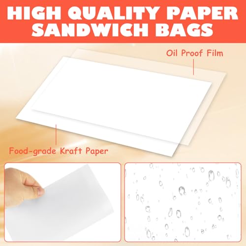 600 Pack Wax Paper Sandwich Bags 8x10 inch Wax Paper Bags (White-600PCS / 8x10 inch)