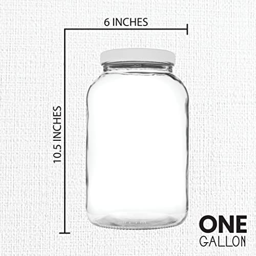 1 Gallon Glass Jar Wide Mouth with Airtight Foam Lined Plastic Lid (Clear / Pack of 4)