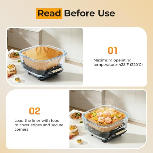 300 Pcs Air Fryer Liners Fits for Ninja Crispi 4 (6.5 inch Square)