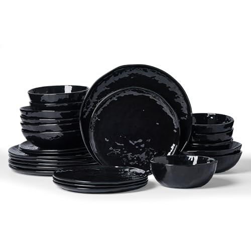 Porcelain Dinnerware Set for 6 (Glossy-black / Set(24pcs))