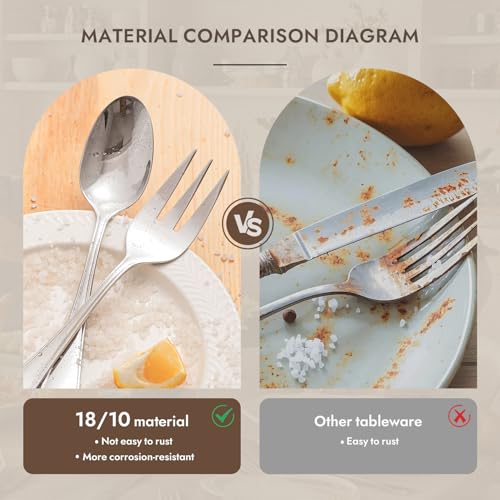 45 Piece Silverware Set for 8 with Serving Utensils (Silver / 45-Piece)