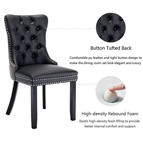Grey Velvet and Black PU Upholstered Dining Chairs Set of 2 (Black 3)