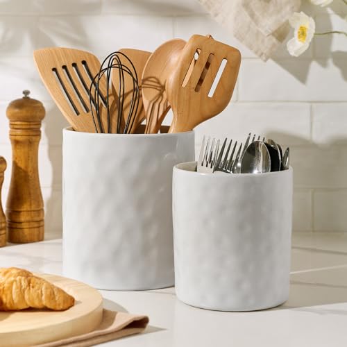 Ceramic Utensil Holder (Matte White)