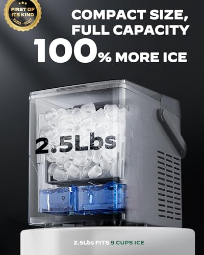 Countertop Ice Maker with Expanding 2.5L Ice Basket (Grey / 26.5 lbs)