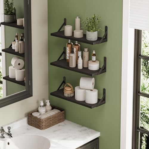 16.5in Floating Shelves for Wall Home Decor (Black / 16.5 x 6.1 x 0.59 inches)