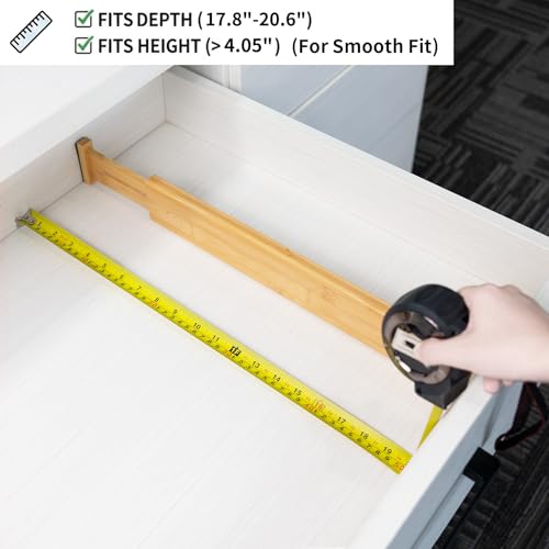 4 Pcs Bamboo Kitchen Drawer Dividers (Natural / 2.4"H, Large)