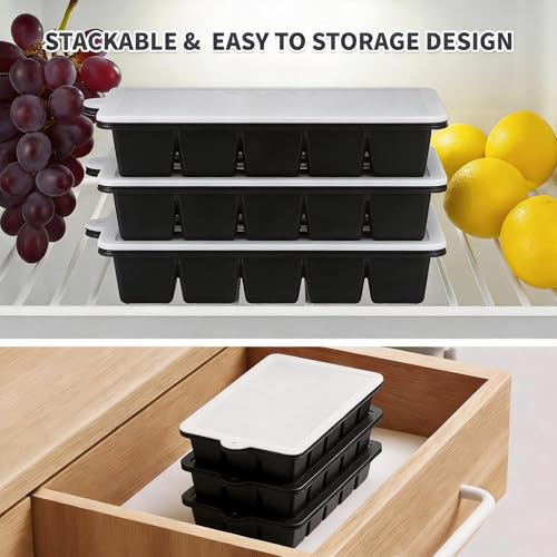 Silicone Ice Cube Tray 2 Pack (Ice Cube Tray 2 Pack / Black+Black)