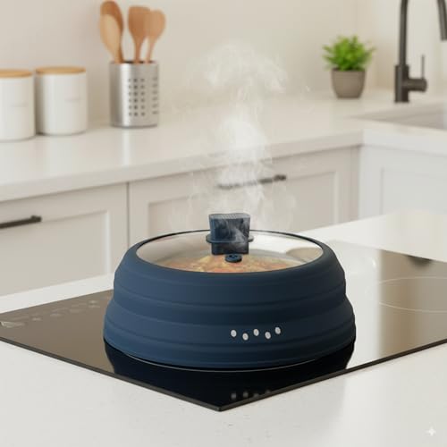 Microwave Splatter Cover Glass Microwave Cover for Food Collapsible Splatter Guard Lid with Silicone Handle for Pot Plate Bowl 10.8 Inch Blue (Blue / 10.8Inch)