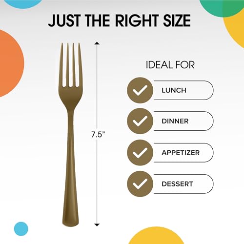 Gold Plastic Forks 200 Pieces Gold Forks Disposable Utensils Heavy Duty Plastic Cutlery Set Disposable Cutlery Sets Flatware Sets Silverware Set Party Supplies & Party Tableware (Gold / Forks)