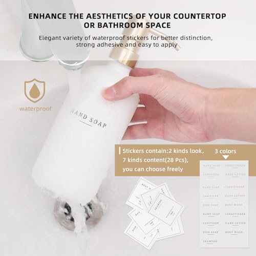 Soap Dispenser Bathroom (White Bottle/Gold Pump N+ Tray + Funnel)
