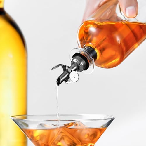 Pack of 4 Premium Liquor Pour Spout Made of Stainless Steel with Automatic Anti (Black / Set of 4)