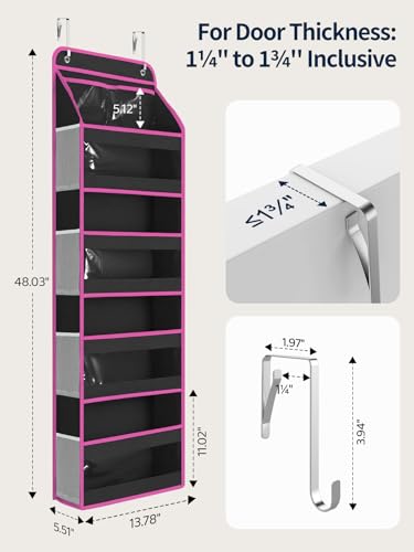 5 Tier Over the Door Organizer (Pink and Black / 5 Tier)