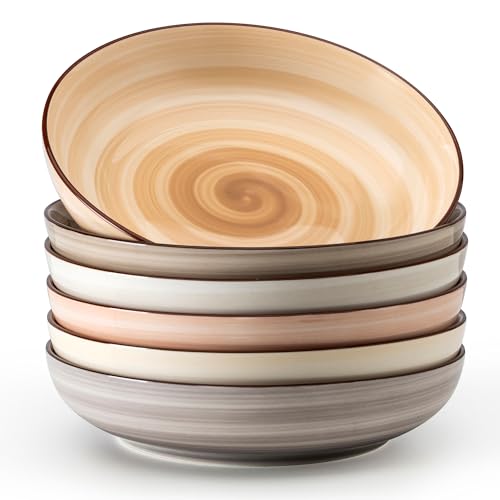 6 Pack Ceramic Pasta Bowls (Neutral)