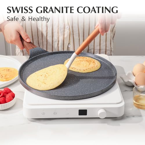 10 Inch Nonstick Crepe Pan Granite Coating Pancake Pan Gray (Gray / 10 Inch)
