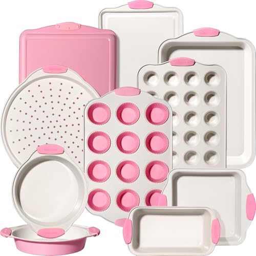 22 PCS Nonstick Baking Pans Set (Pink)