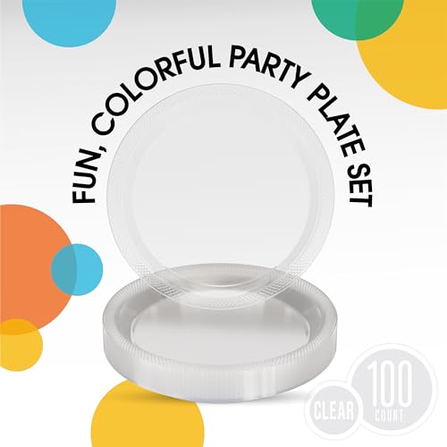 Sturdy Clear Plastic Plates 9" Party Plates 100 Pcs (9 inch / Clear)