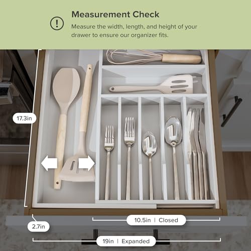 Silverware & Utensil Drawer Organizer (Gray Bamboo / From 10.5" to 19" Wide)