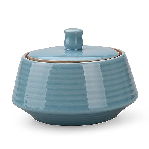 Small Kitchen Ceramic Canister Storage Jar with Lid Blue (Blue(ICE))