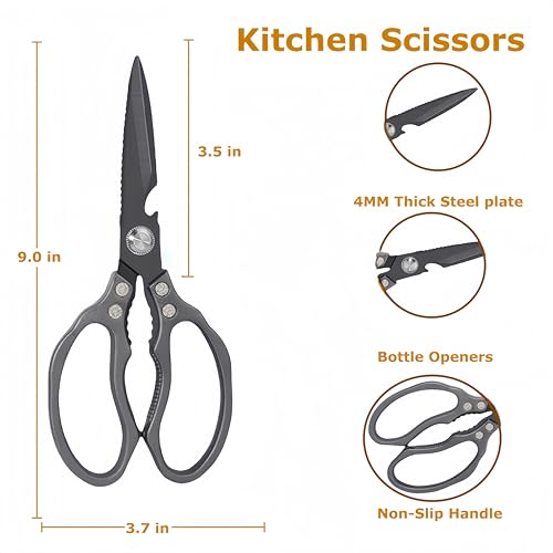 Heavy Duty Sharp Kitchen Scissors (All Black)