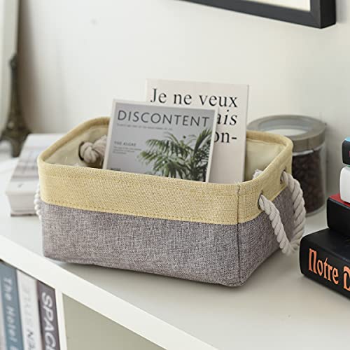 Fabric Storage Baskets for Organizing (Golden&Grey / Small (Pack of 6))