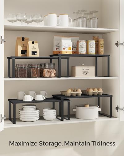 Cabinet Organizer Shelf (Ink Black + Ebony Black / 2*L (5.4"H) + 2*L (6.2"H))