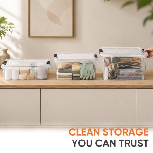 11 Quart Clear Plastic Storage Boxes with Lids (14.15" x 10" x 6.5")