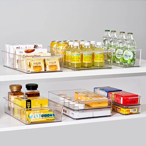 Plastic Pantry Organization and Storage Bins with Removable Dividers (2pack L)