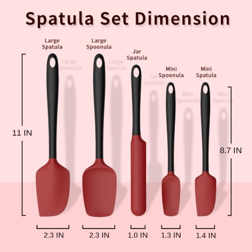 Silicone Spatula Set of 5 (Red Black)