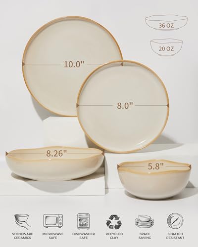 32 Piece Dinnerware Set for 8 with Pasta Bowls (Yellow White / Set (32pcs))