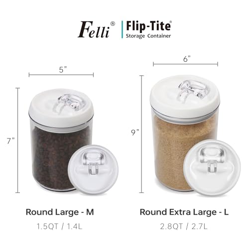 Flip Tite Storage Container with Lid 6" ROUND Airtight Ring Lock Top (White / 6")