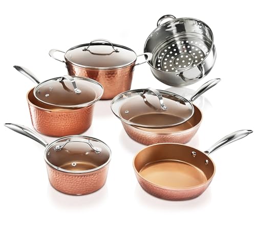 Hammered 15 Pc Ceramic Cookware Set