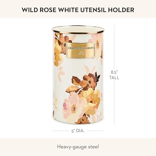 Enamel Utensil Holder (White Wild Rose)